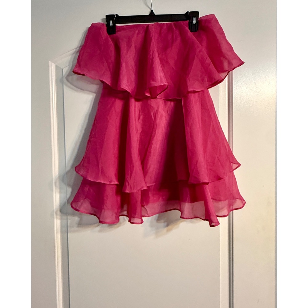 Wild Fable Tiered Ruffle Dress XS Pink NEW Mini Barbiecore Party Organza